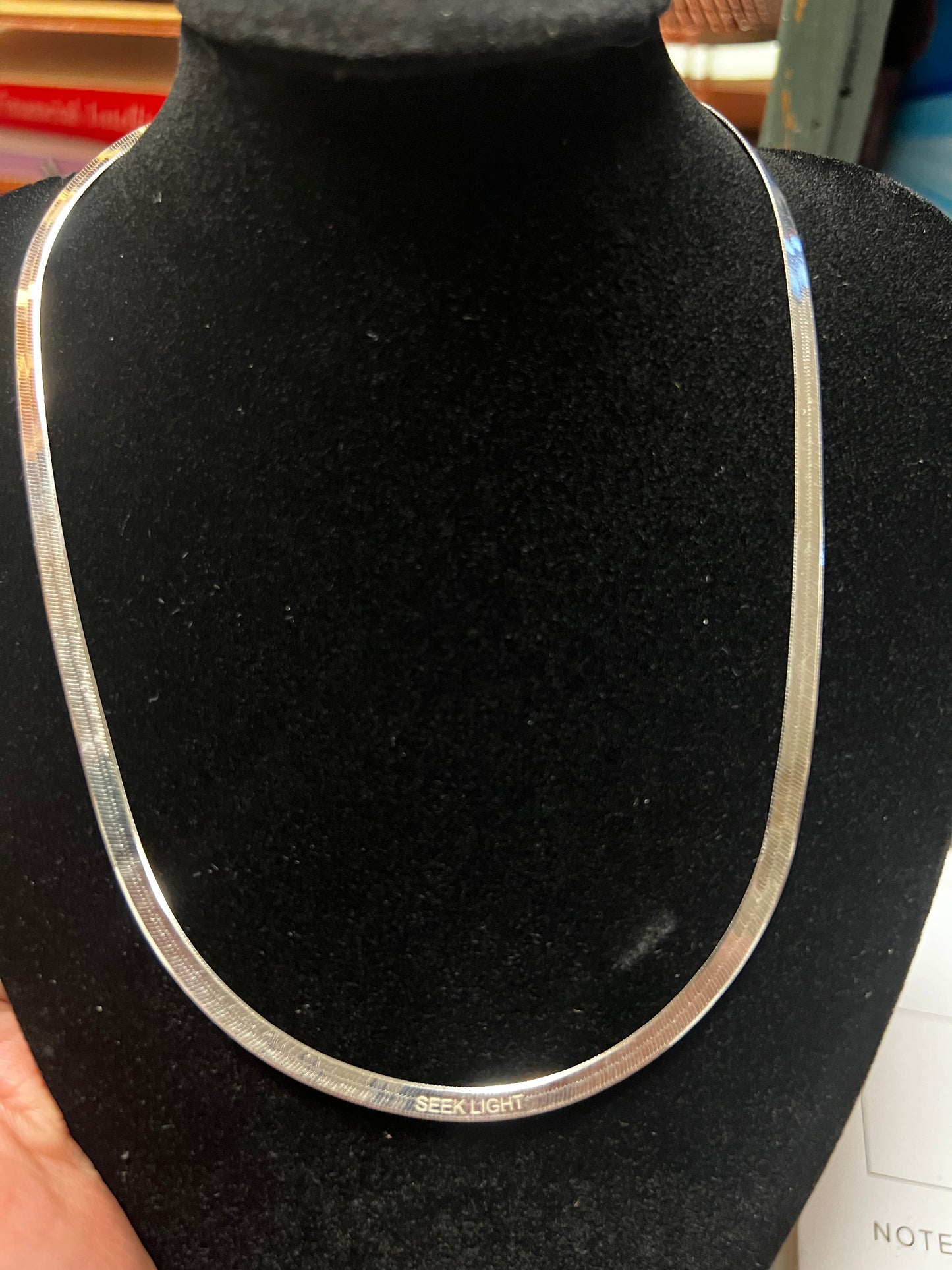 Herringbone Engraved Slim Chain Necklace • Seek Light