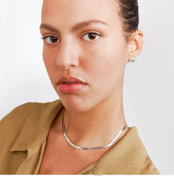 Herringbone Engraved Slim Chain Necklace • Seek Light